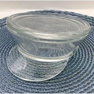 1940s PADEN CITY CLEAR GLASS WWII USA MILITARY HAT Candy Dish Ashtray Eagle Lid